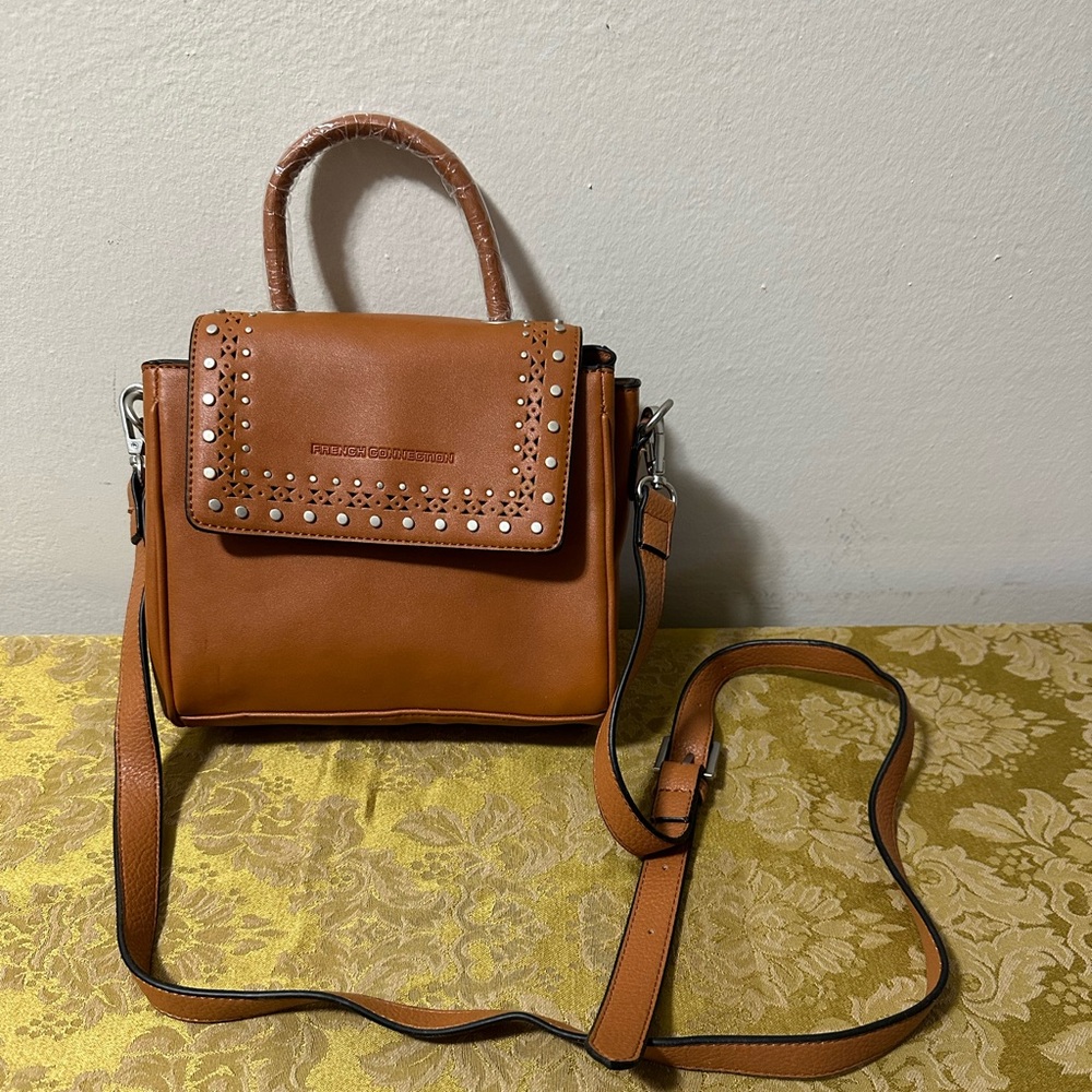 French Connection Boho Studded Terracotta Crossbody Hand Shoulder Bag